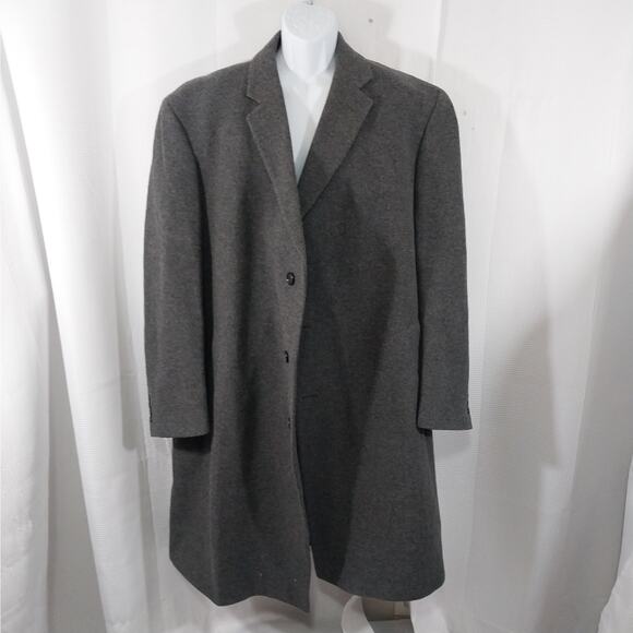 JOSEPH A. BANK! RICH DOVE GRAY 100% PURE WOOL CLASSIC OVERCOAT, TRENCH! SZ 50L - Picture 3 of 12